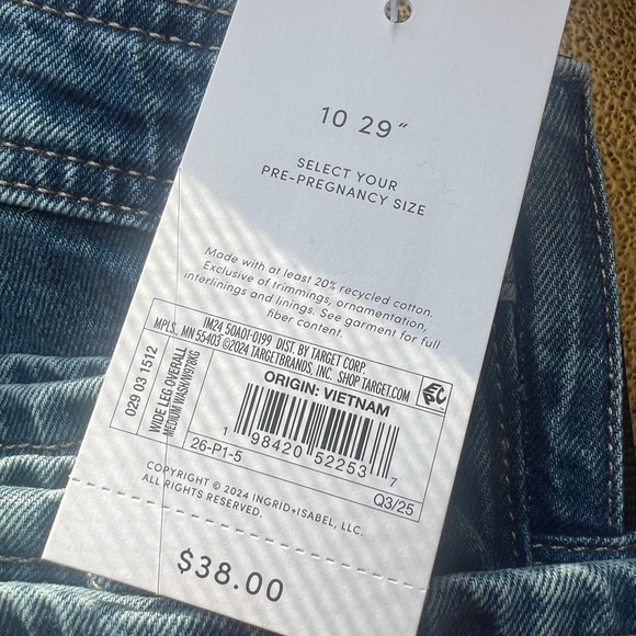 Isabel Maternity Wide Leg Denim Overalls NWT Size 10 - Picture 7 of 7